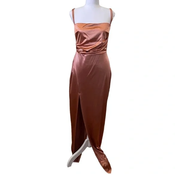 Windsor Dresses | Rose Gold Long Dress With Slit | Color: Brown/Orange | Size: M | Cinniekatler's Closet